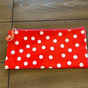 Make up pouch, Red & White Polka Dots with zipper closure